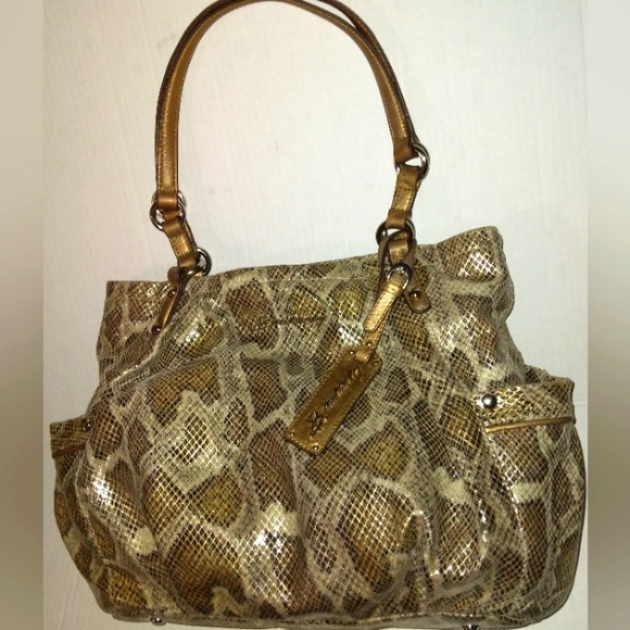 L@@K! BEAUTIFUL Like New B. MAKOWSKY Python embossed Exotic Lrg Leather Satchel - Picture 14 of 16
